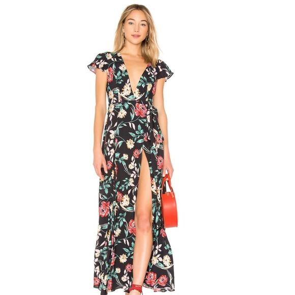 Lovers & Friends Kayla Wrap Dress in Bold Floral NWOT Size Small